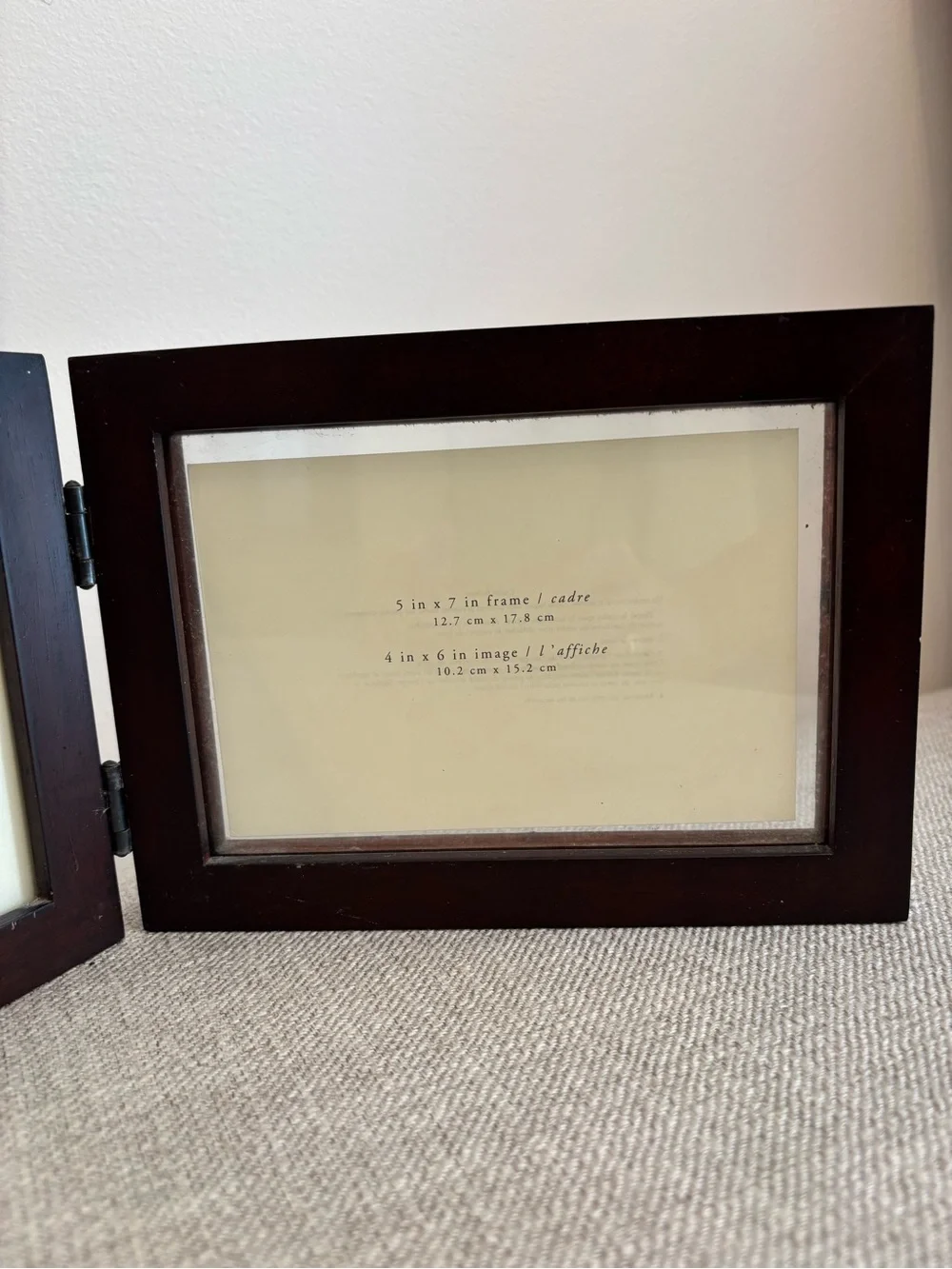 Pier 1 Imports Hinged Double Photo Frame Dark Wood 5x7” Inch New Without Box